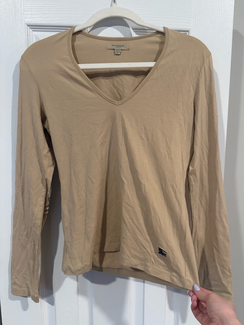 Burberry Long Sleeve Nova Check Elbow Patch Top